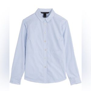 Marc by Marc Jacobs cotton button stripped shirt w/ pocket, blue / white, size S